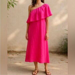 Pomander Place Florencia Ruffle Shoulder Linen Blend Dress